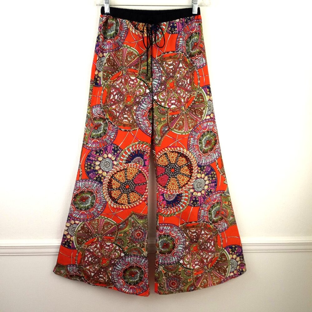 Love Tree Boho Orange Medallion Print Wide Leg Palazzo Pants